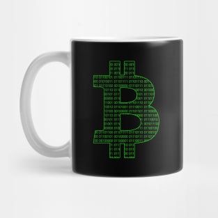 Bitcoin symbol BTC binary green computer code Mug